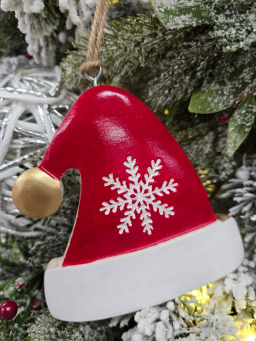 Santa Hat Ornament 5x5in