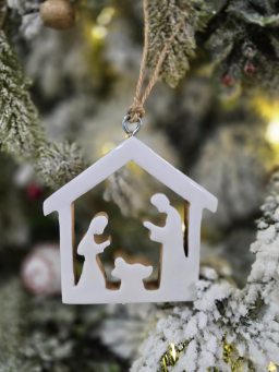 Enamel Nativity Ornament 3.5x3.5in