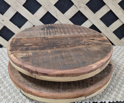 Round Wooden Riser 16 and 15 in Set of 2