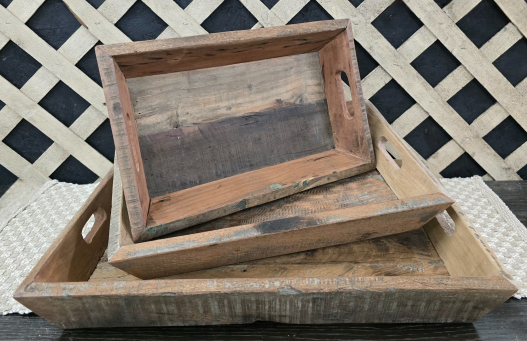 Wooden Tray 22,18 and 16in Set of 3