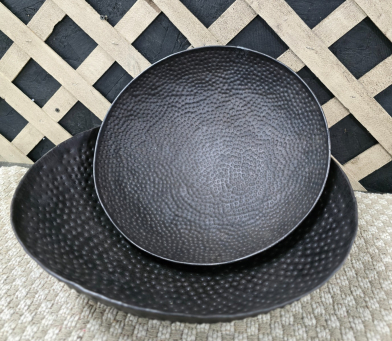 Hammered Iron Bowl Set Of 2 15 and 12in