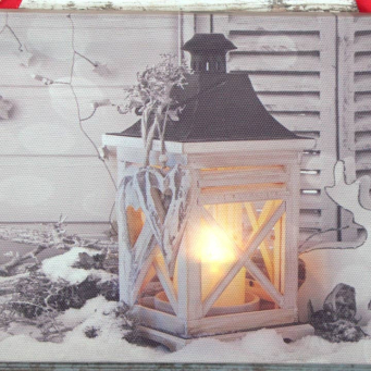 Frosty Lantern w/ 2 LED Lights 6inx8in