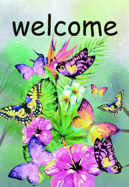 Butterfly Welcome Garden Flag 12in by 18in