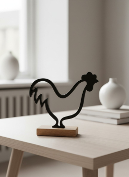 Hollow Black Metal Rooster 7x6in