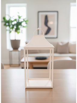 Antique Whitewashed Metal Lantern Set of 4 - 10x10x29in / 7x7x21in / 5x5x13in / 3x3x7in