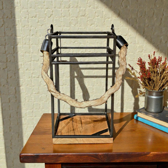 Wire Cottage Lantern 6x6x10in