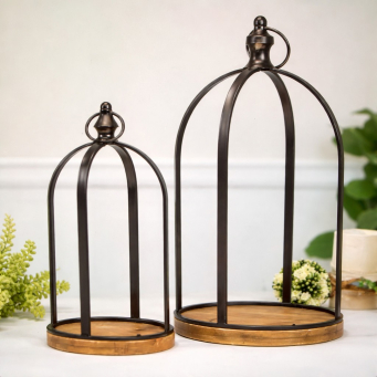 Garden Arch Dup Set of 2 Lanterns L - 8x8x14in S - 6x6x12in