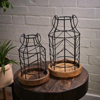 Bottleneck Luminary Lanterns Set of 2 L - 7x7x11in S - 5x5x8in