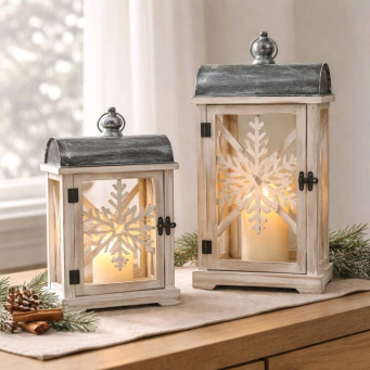 Snowflake Lanterns Set of 2 15in and 22in