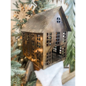 Rustic Brown House 14x14in